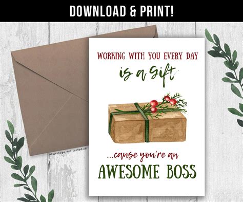 DIGITAL DOWNLOAD Christmas Card for Boss, Boss Christmas Card, Funny ...