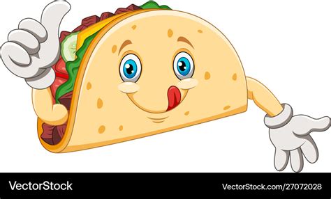 Cartoon cute taco giving thumbs up Royalty Free Vector Image