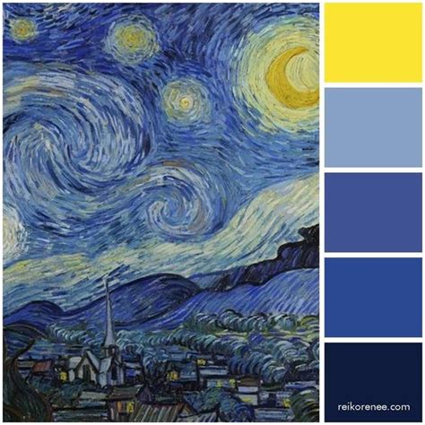 Color palette inspired by artist Vincent van Gogh’s The Starry Night ...