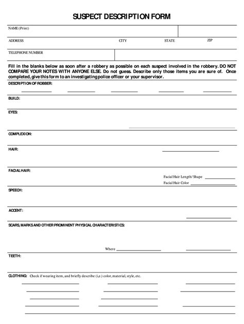 Suspect Description Template - Fill Online, Printable, Fillable, Blank | pdfFiller