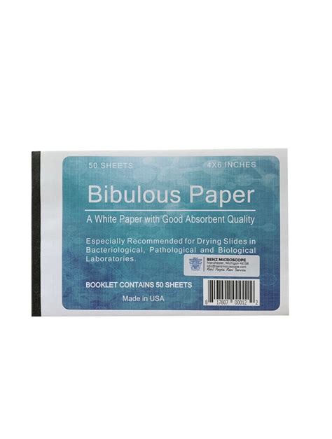 Bibulous Paper for the Laboratory, 4" x 6", Book of 50 Sheets (#20130 ...