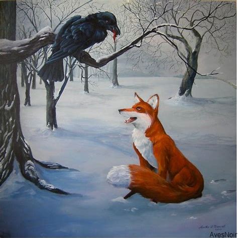 The Crow and the Fox | Aves Noir | Fox art, Crow art, Fox