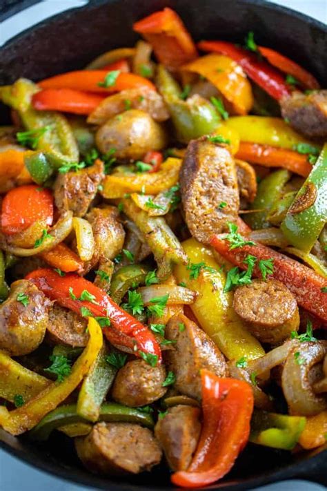 Easy Sausage and Peppers • Dishing Delish