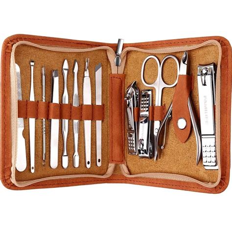 FAMILIFE Manicure Set, Pedicure Kit Nail Clipper Set 13pcs Professional Men Grooming Kit ...