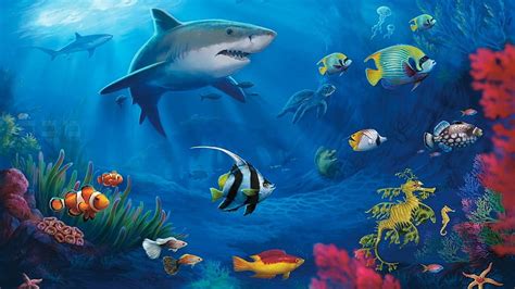 1920x1080px, 1080P free download | Under the sea, shark, water ...