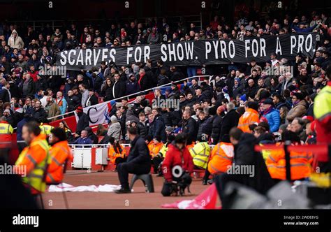 Crystal Palace fans unveil a banner in the stands during the Premier League match at the ...