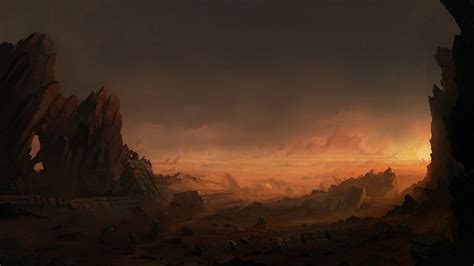 Desert Ruins Fantasy Landscape Wallpaper | Fantasy landscape, Landscape ...