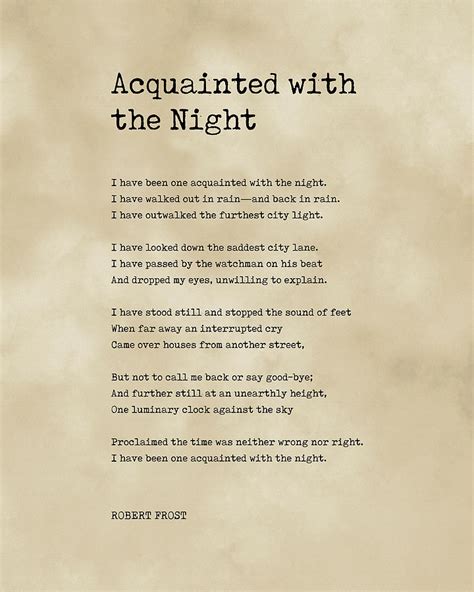 Acquainted With The Night - Robert Frost Poem - Literature - Vintage Style Typewriter Print ...