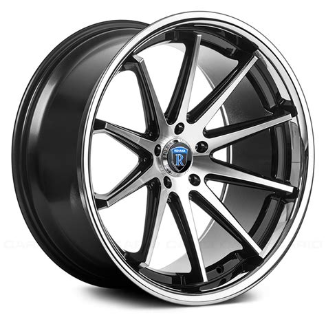 ROHANA® RC10 Wheels - Black with Machined Face and Chrome Lip Rims