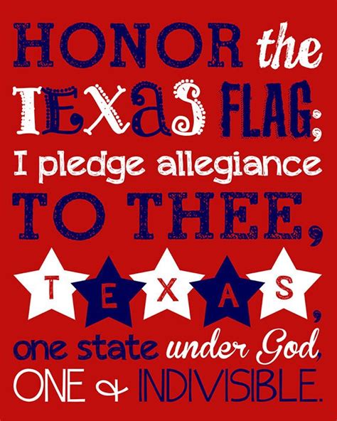 Texas Pledge to the Flag. Pledge of Allegiance. Texas - Etsy