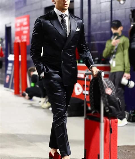 Patrick Mahomes Suit | Chiefs Patrick Mahomes Black Suit