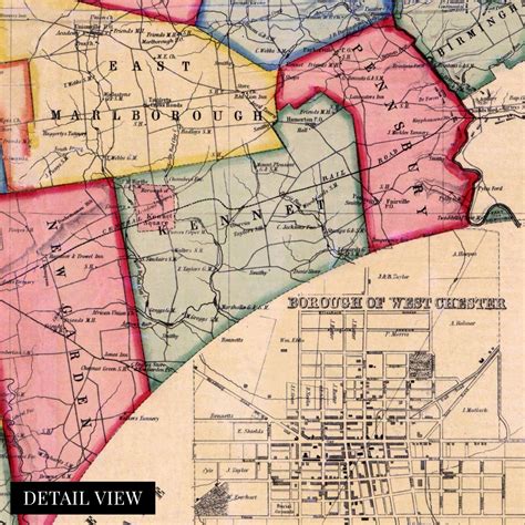 1856 Chester County Pennsylvania Map - Vintage Chester County Wall Art ...