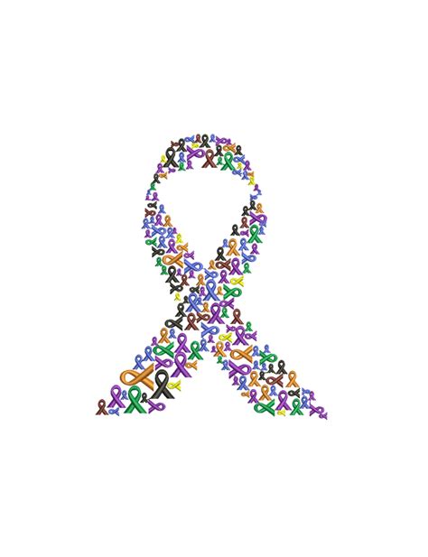 Multi Color Cancer Ribbon Embroidery Design Cancer Ribbon - Etsy