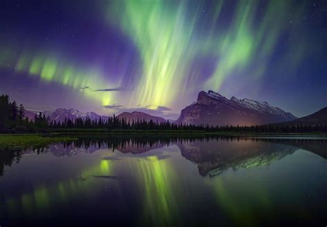 1920x1080 Aurora Borealis Mountains Lake Reflection Banff National Park Laptop Full HD 1080P ,HD ...