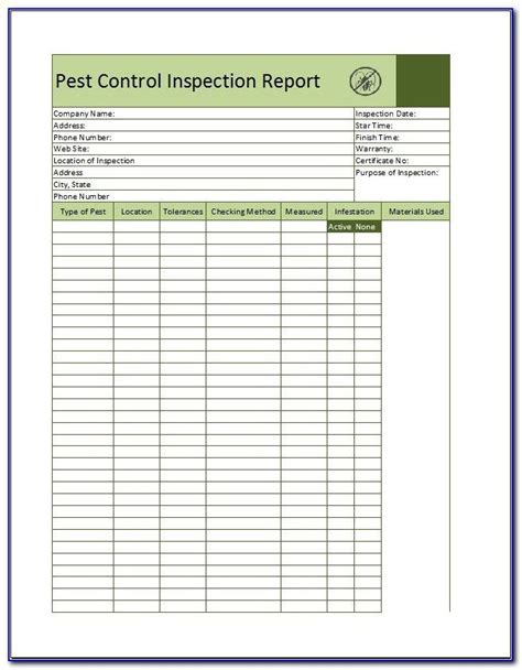 Pest Control Inspection Report Template (7) - TEMPLATES EXAMPLE | TEMPLATES EXAMPLE | Pest ...