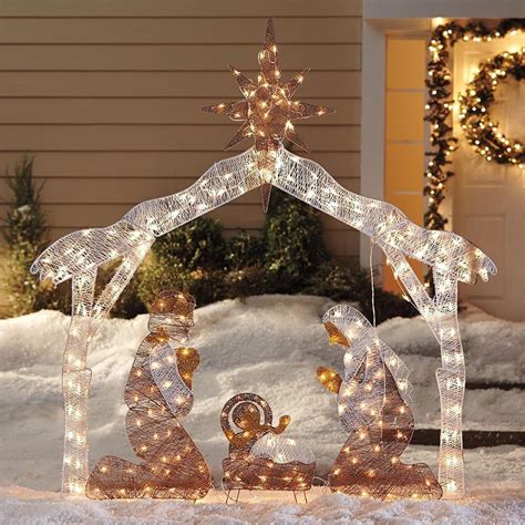 Nativity Scene Set Crystal Best Christmas Outdoor Decorations Manger ...