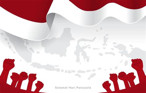 Indonesian Celebrating Pancasila Day with Map and Flag Background