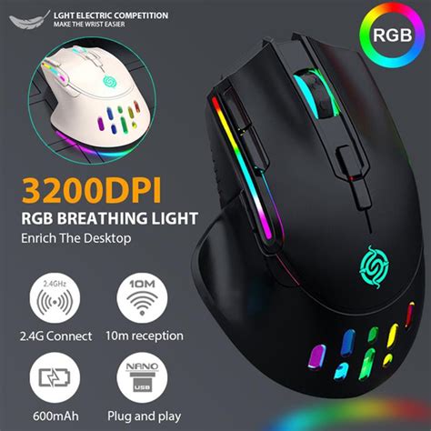 2.4G Wireless Gaming Mouse RGB Light Honeycomb Gamer Mouse Programmable ...