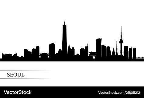 Seoul city skyline silhouette background Vector Image