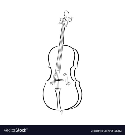 Line art cello musical instrument Royalty Free Vector Image