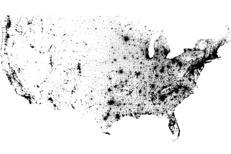 The Census Dotmap contains one black dot for every person in the US ...