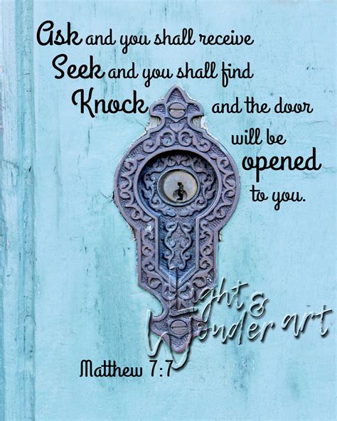 Ask and You Shall Receive Mark 7:7 Bible Verse Digital Download Scripture Antique Key Lock ...