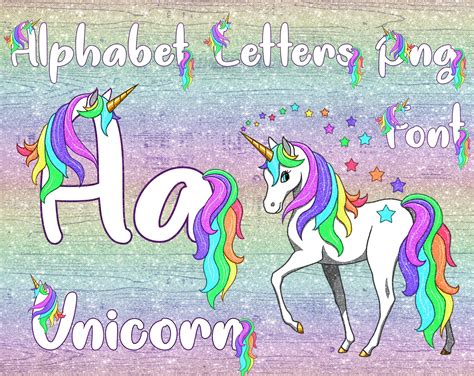 Unicorn font PNG, Unicorn alphabet, unicorn letters, Unicorn clipart, printable Unicorn, digital ...