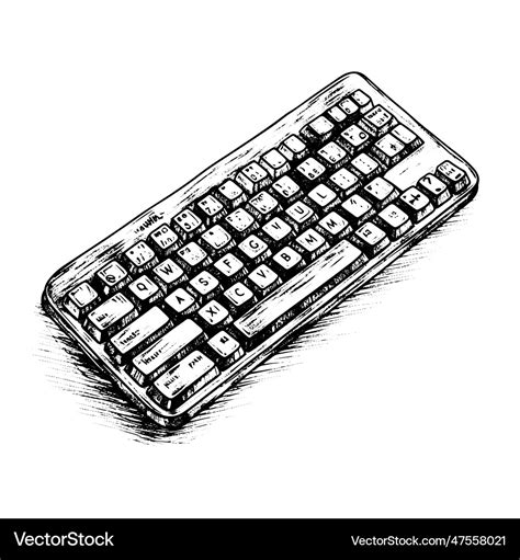 Keyboard drawing isolated hand drawn engraved Vector Image