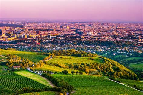 Vienna Skyline and Danube River. Vienna, Austria. Stock Image - Image ...