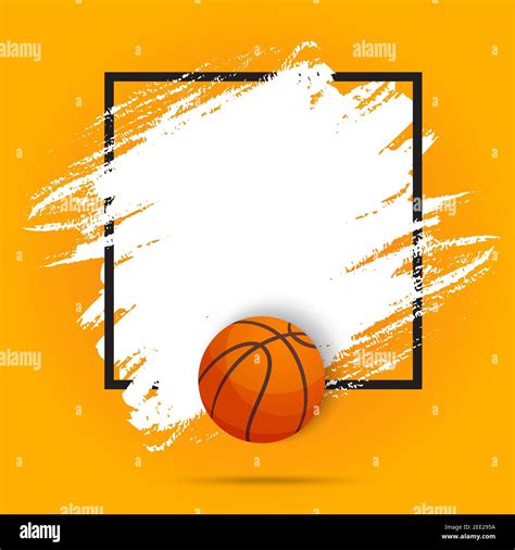 Basketball sport ball flyer or poster background, vector paint brush background. Streetball or ...