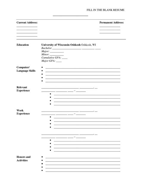 A Cv Template To Fill In | Free Printable Resume, Free regarding Blank ...