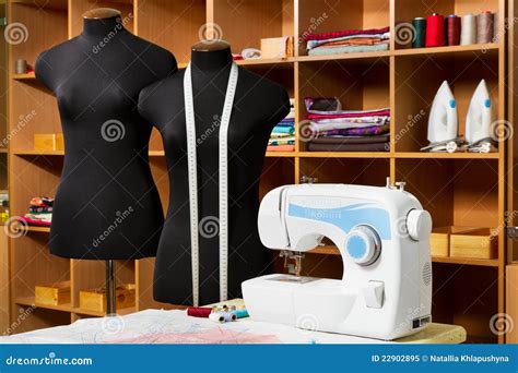 Fashion Designer Studio With Dressmakers Equipment Royalty Free Stock ...