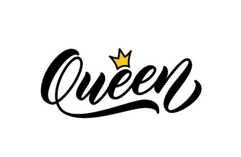 Premium Vector | Queen handwritten word. modern calligraphy. hand ...