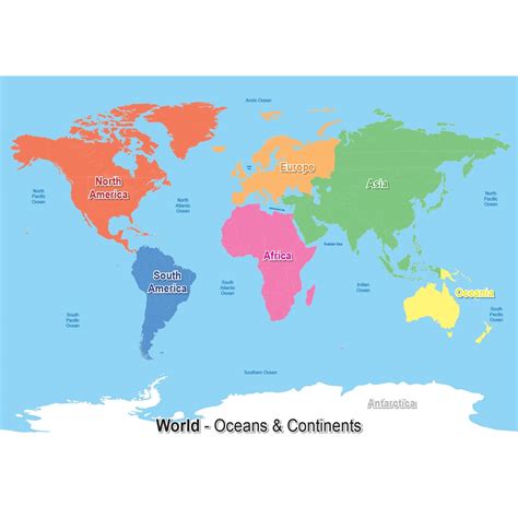 Continents and Oceans World Map | Wildgoose Education