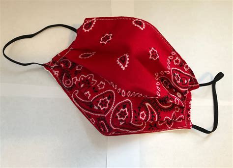 Red Bandana Face Mask Triple Layered Cotton Washable | Etsy