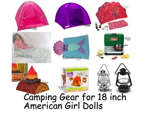 Camping Accessories Tent Sleeping Bag Camp Fire Stove Dishes Lantern for 18 Inch American Girl ...