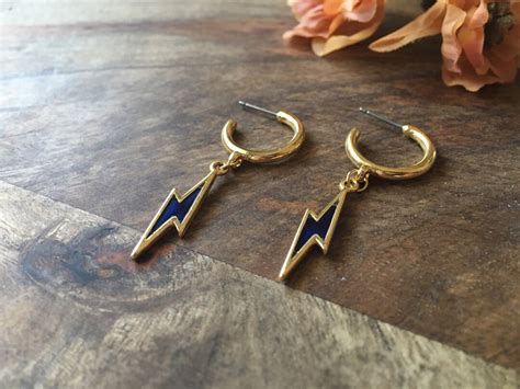 Lightning Bolt Earrings, Lightning Bolt Hoop Earrings, Dainty Hoops ...