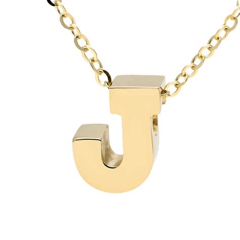 Yellow Gold Initial Gold Necklace (14k Yg Initial J With Chain ...