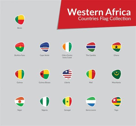 Premium Vector | Western African flags icon collection