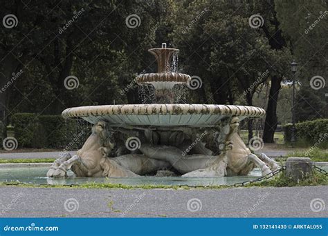 Villa Borghese Gardens Fountain of Marine Horses, Rome, Italy Stock Photo - Image of famous ...