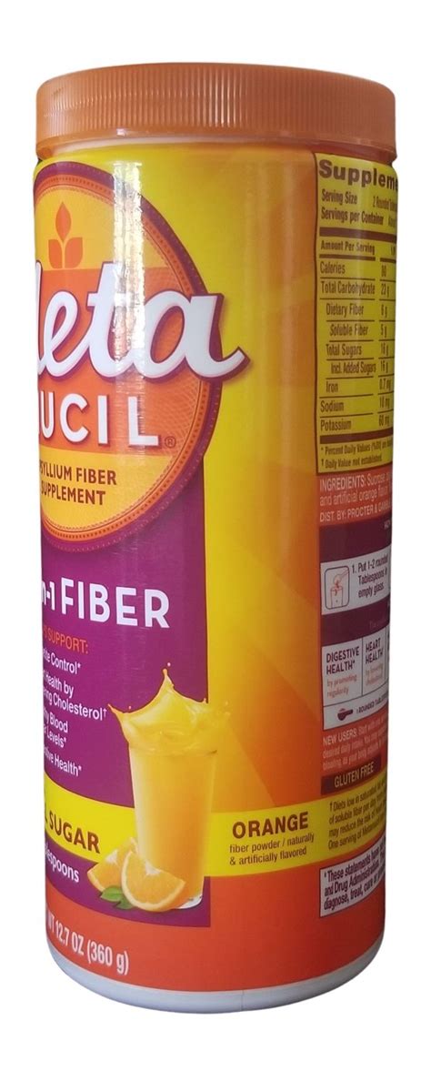 Metamucil Psyllium Fiber Supplement 4-in-1 Fiber Drink Mix, Orange, 12.7 oz (360 g), EXP 03/2023