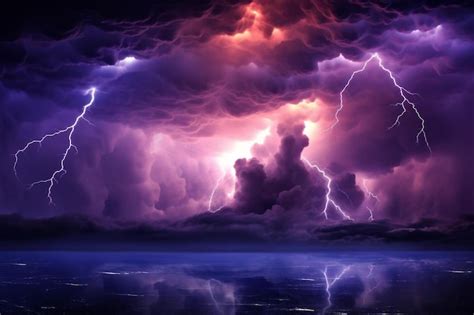 Premium Photo | Lightning storm over the ocean