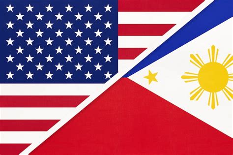 Premium Photo | Usa vs philippines national flag from textile. relationship between two american ...