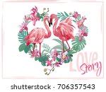 Flamingo Birds Love Heart Free Stock Photo - Public Domain Pictures