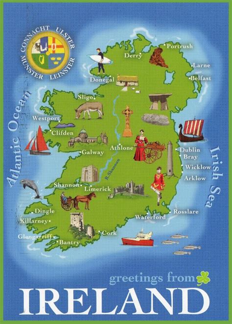 Cartina mappa turistica dell'irlanda - Mappa di irlanda principali ...