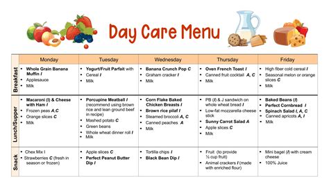 Preschool Lunch Menu - 10 Free PDF Printables | Printablee