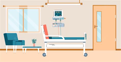 Premium Vector | Hospital room with bed and computer equipment flat cartoon vector illustration