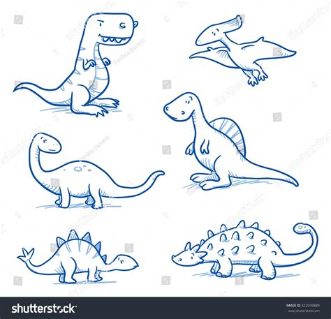 Cute Little Cartoon Dinosaurs Children Hand Stock Vector (Royalty Free) 322039889 | Shutterstock ...