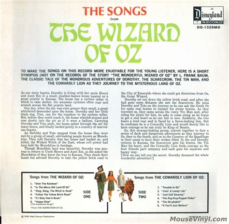 The Songs from The Wizard of Oz by Disneyland Records | MouseVinyl.com