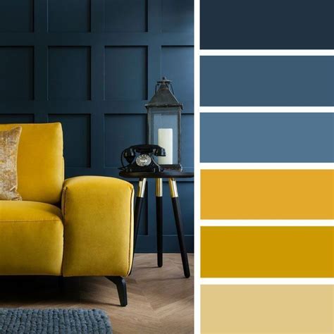 Image result for mustard yellow and navy color palette | Purple living room, Living room color ...